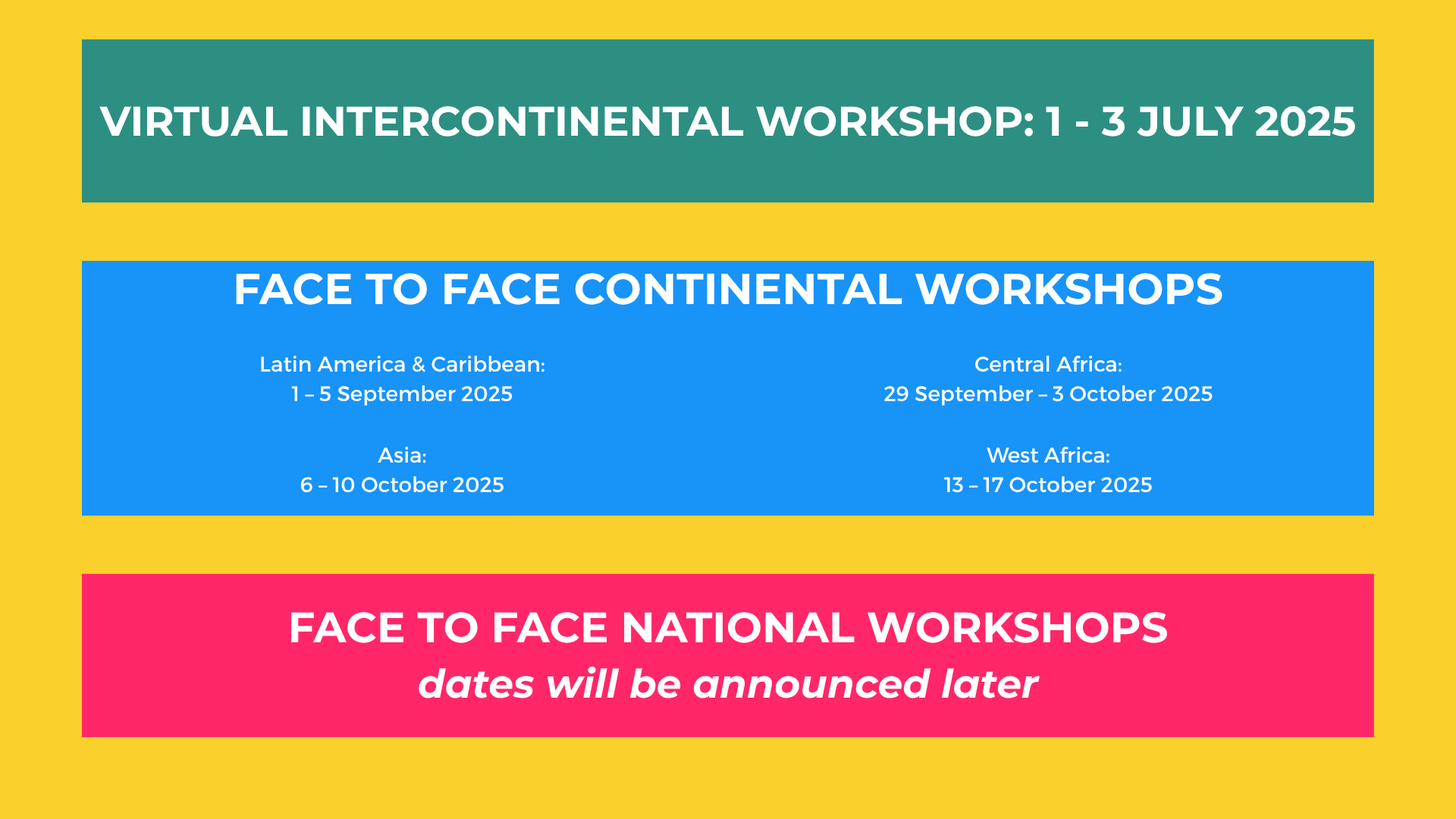 Virtual intercontinental workshop 1-3 July