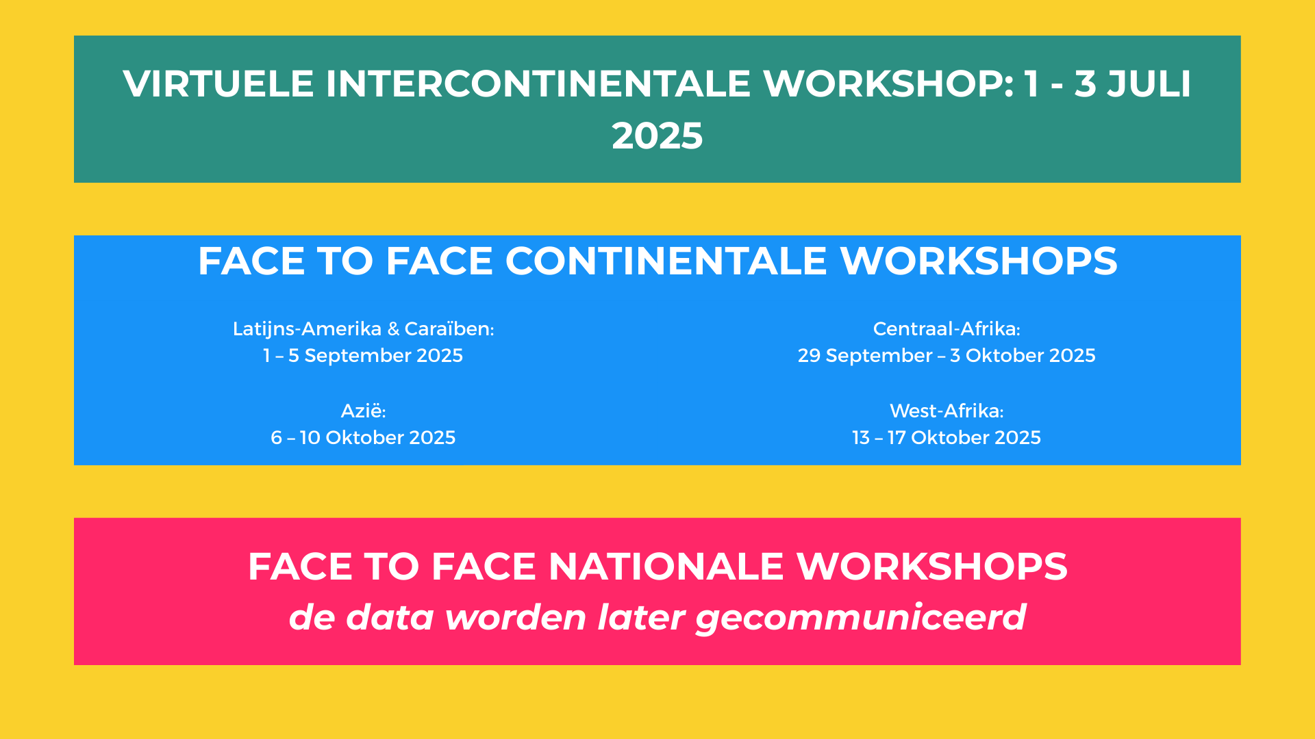 Virtual intercontinental workshop 1-3 July